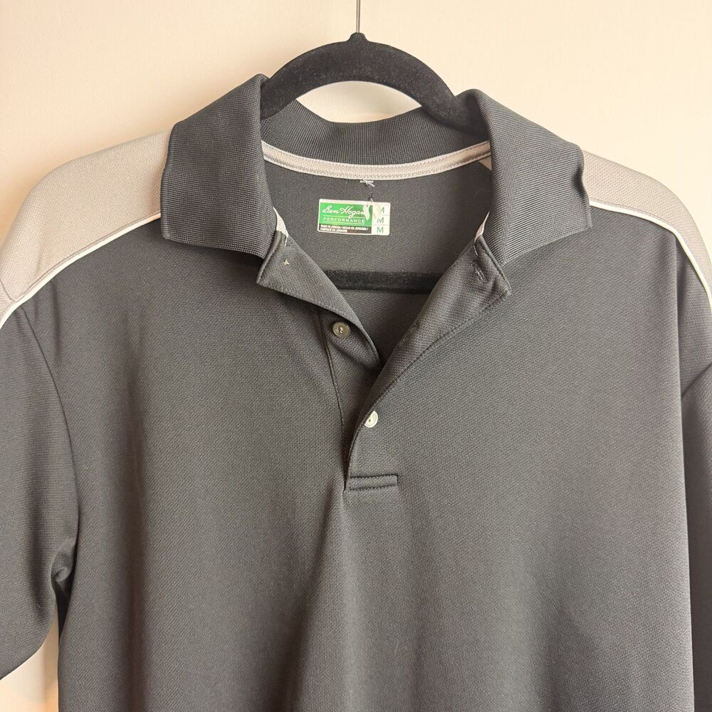 Ben Hogan Performance Polo Shirt Mens Medium Black Gray Golf Athletic - Picture 6 of 12